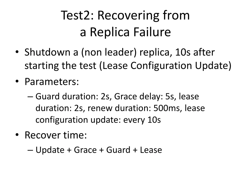 test2 recovering from a replica failure