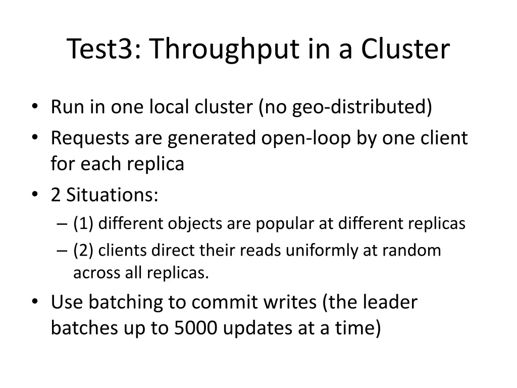test3 throughput in a cluster