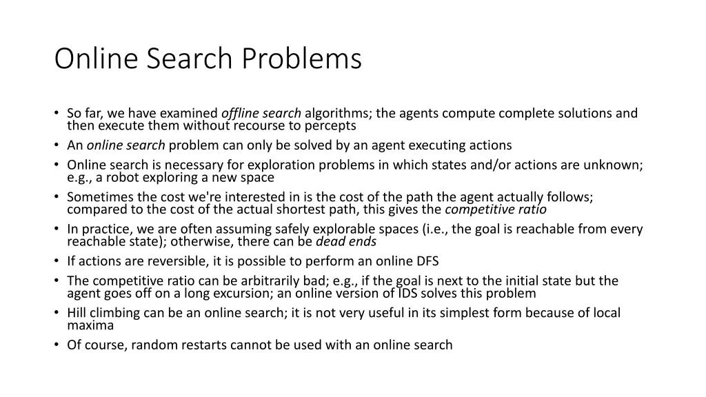 online search problems