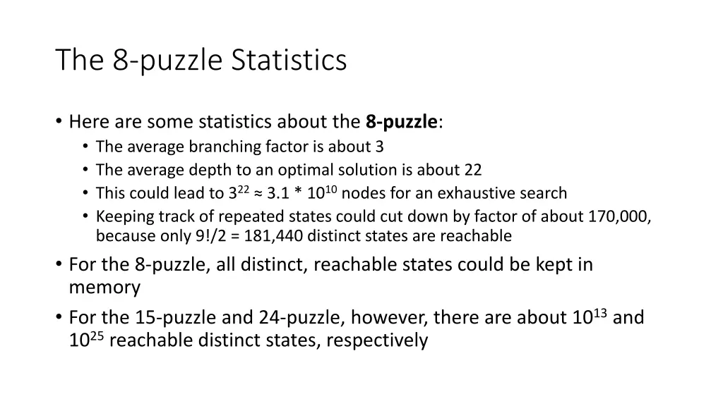 the 8 puzzle statistics
