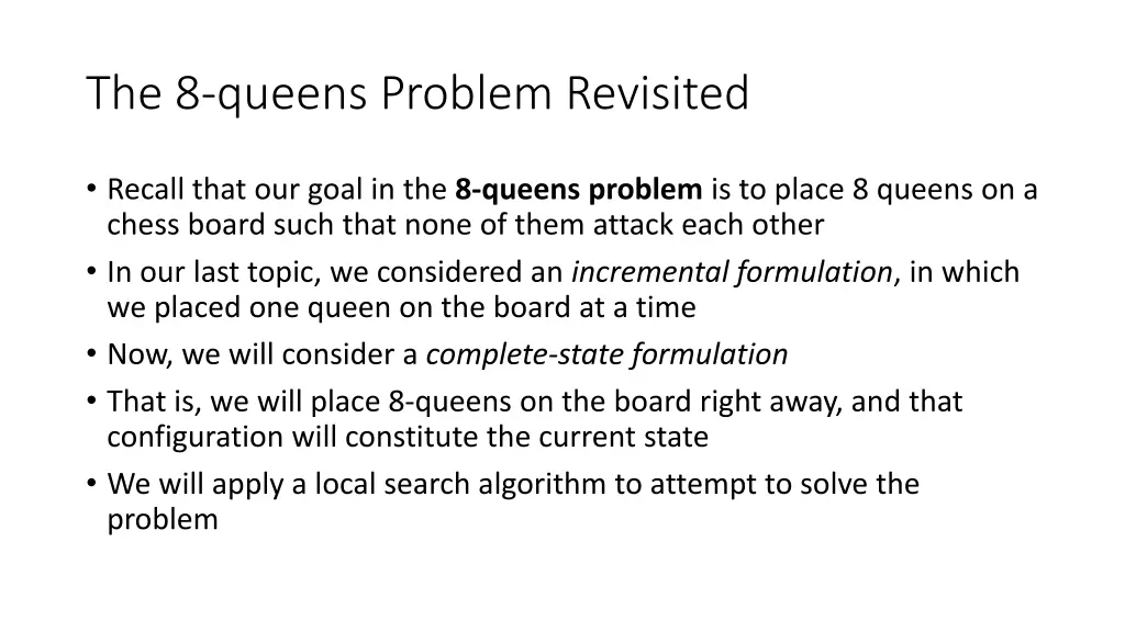 the 8 queens problem revisited