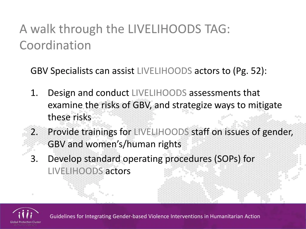 a walk through the livelihoods tag coordination 2