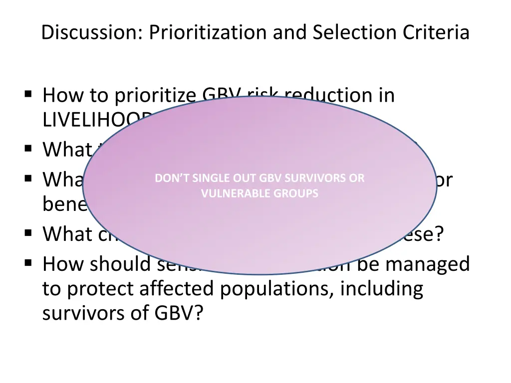 discussion prioritization and selection criteria