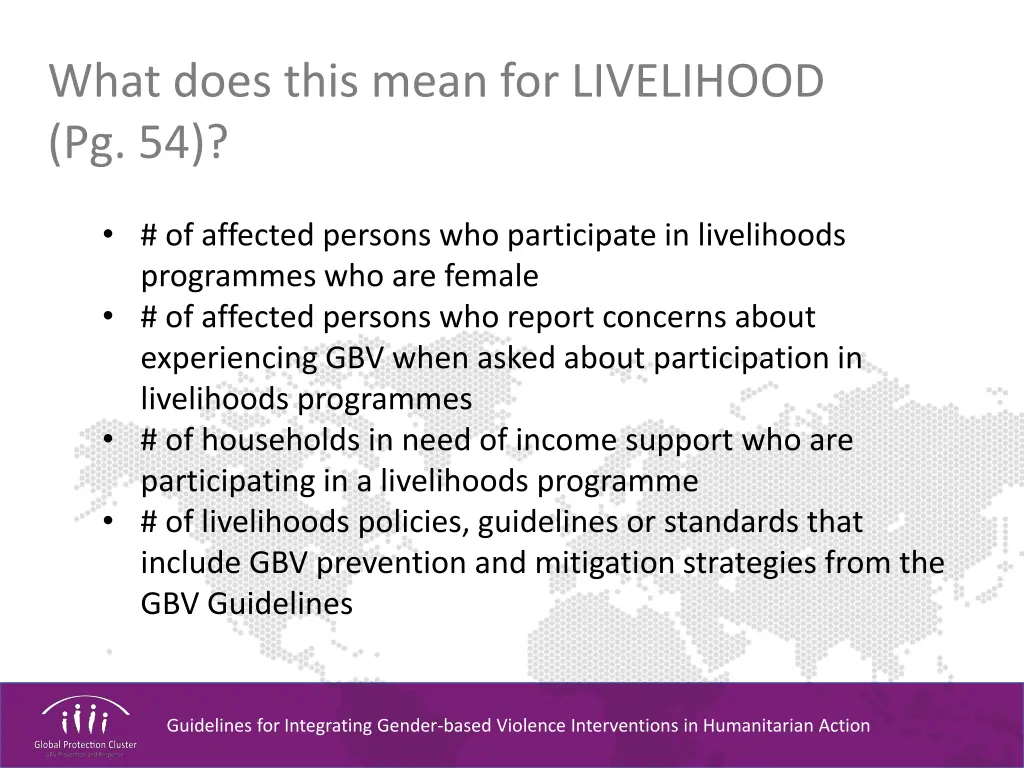 what does this mean for livelihood pg 54