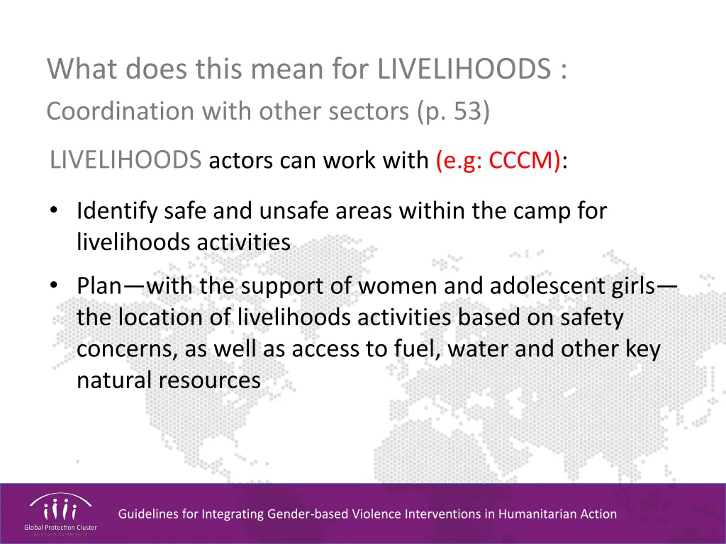 what does this mean for livelihoods coordination 1