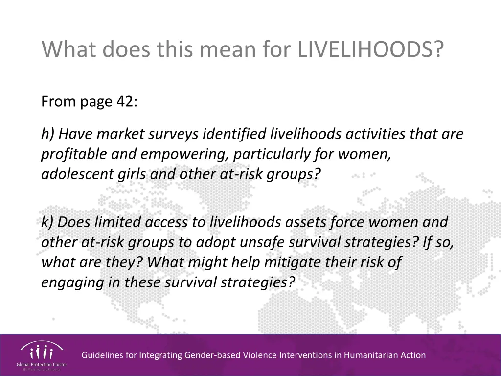 what does this mean for livelihoods