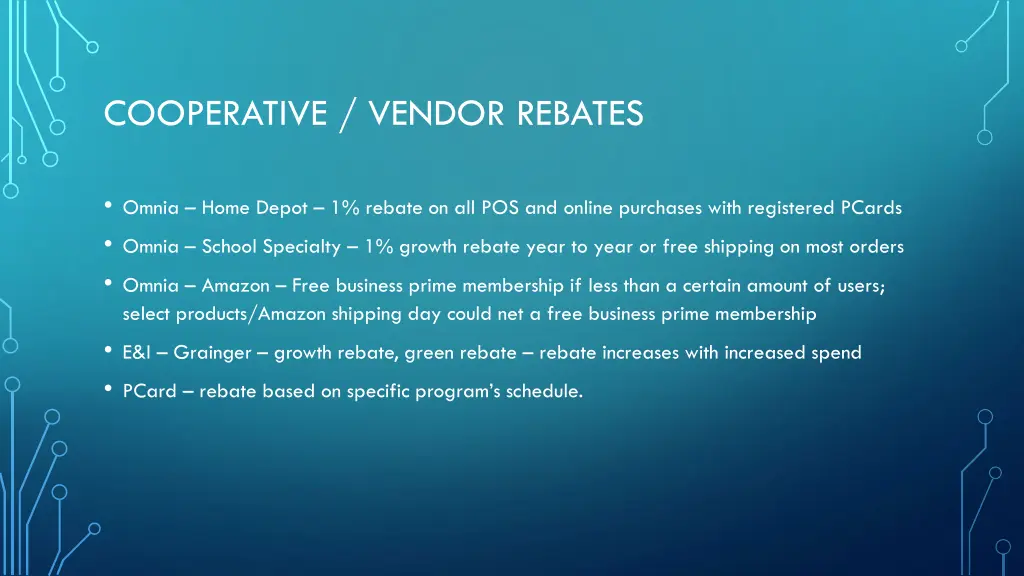 cooperative vendor rebates