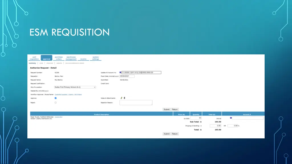esm requisition