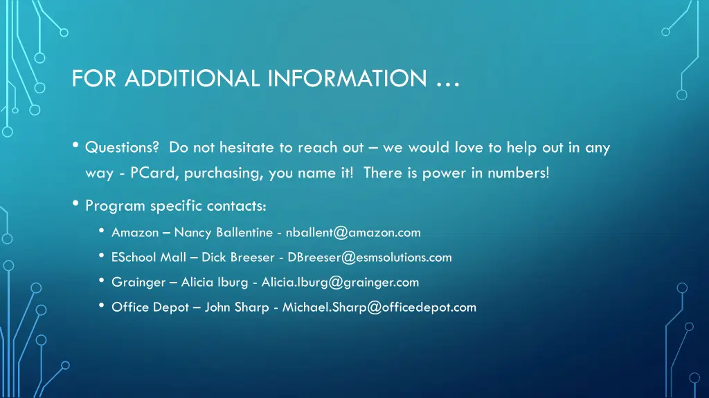 for additional information