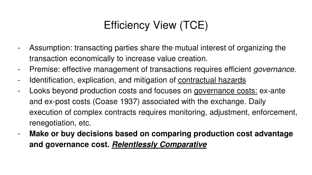 efficiency view tce