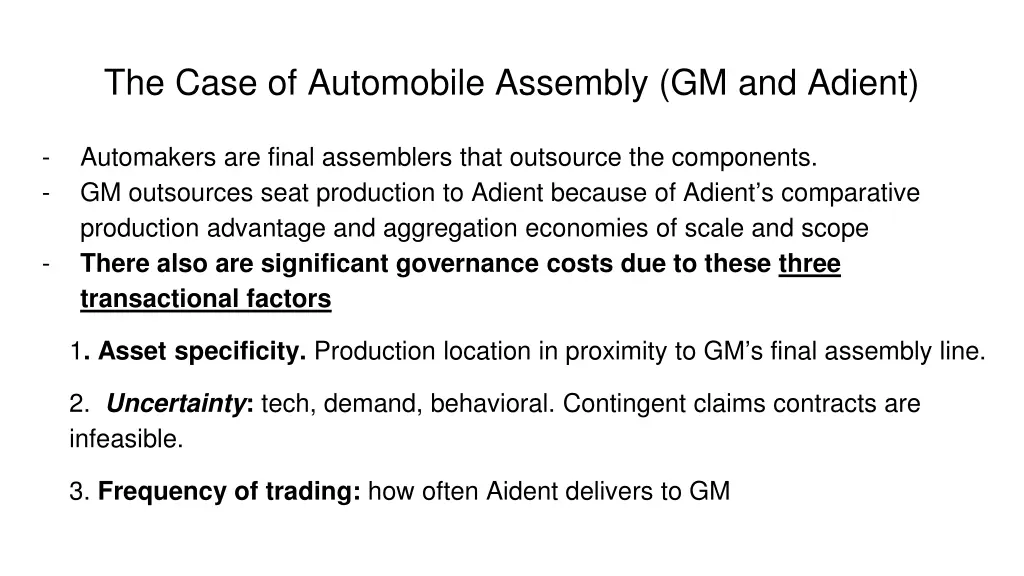 the case of automobile assembly gm and adient