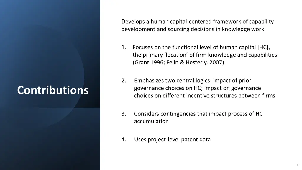 develops a human capital centered framework