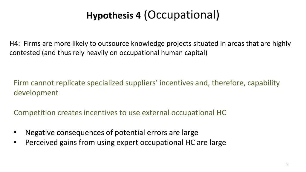 hypothesis 4 occupational