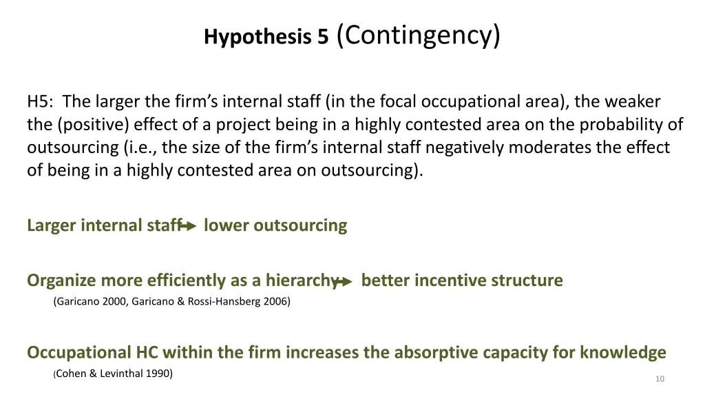 hypothesis 5 contingency