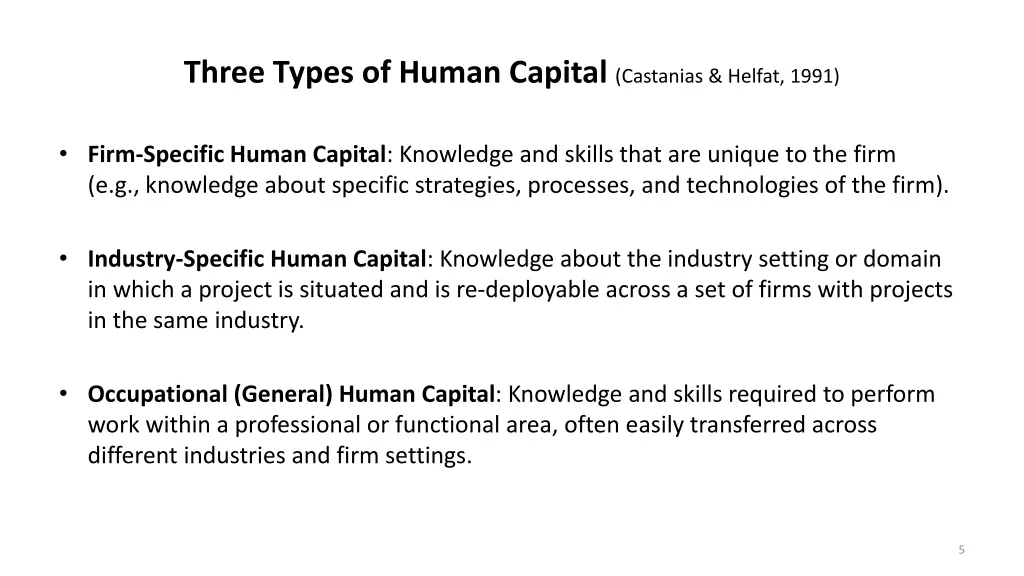 three types of human capital castanias helfat 1991