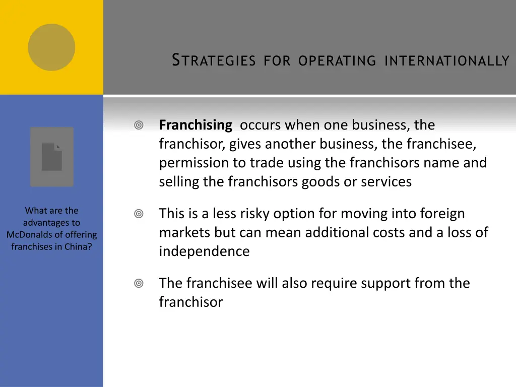 s trategies for operating internationally 7