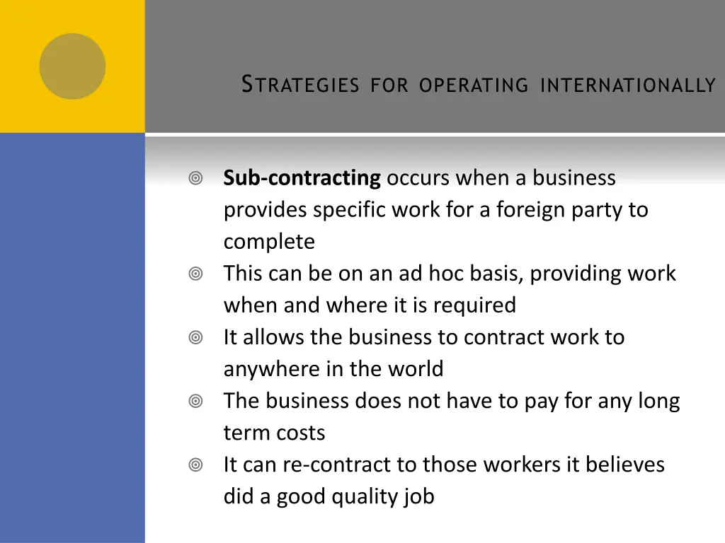 s trategies for operating internationally 8