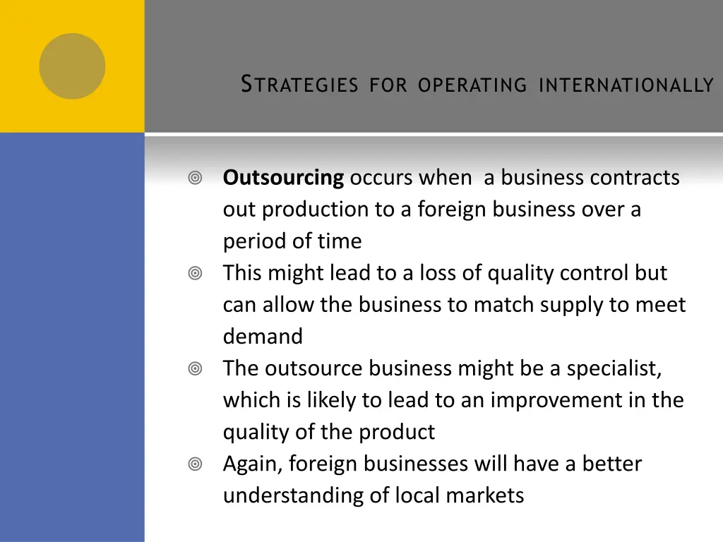s trategies for operating internationally 9