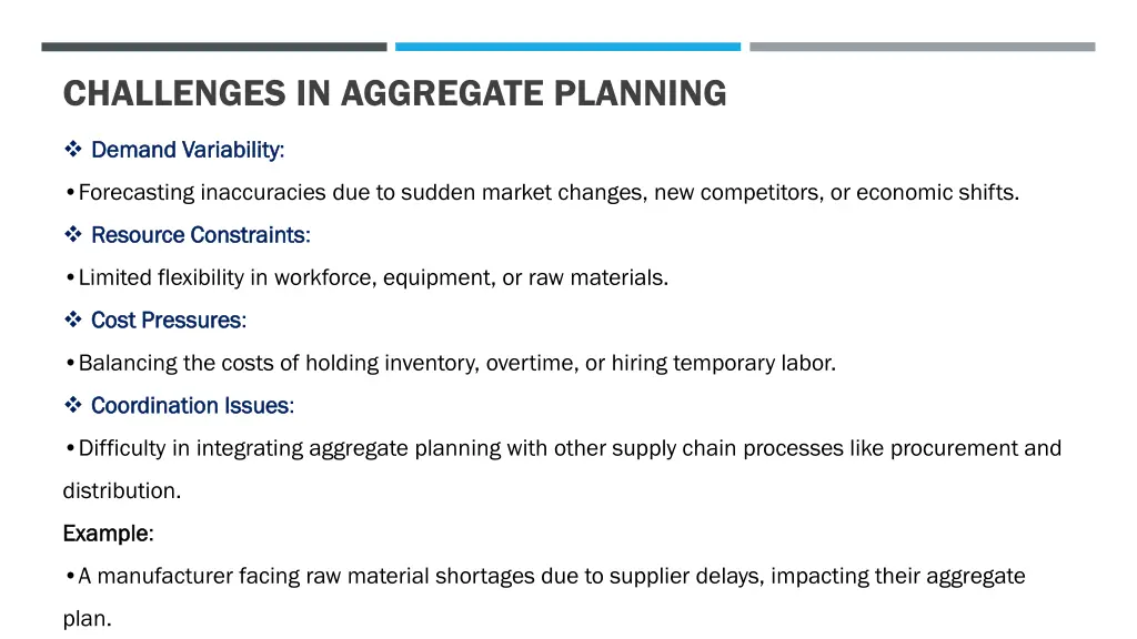 challenges in aggregate planning