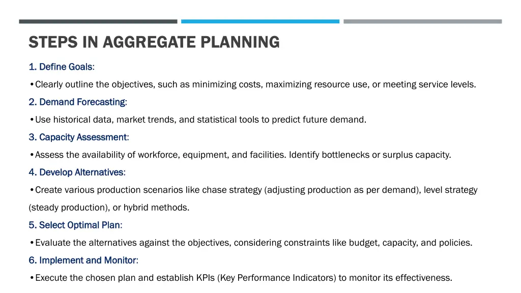 steps in aggregate planning