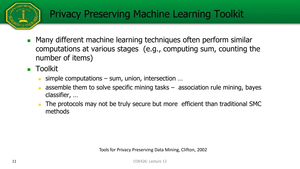 privacy preserving machine learning toolkit