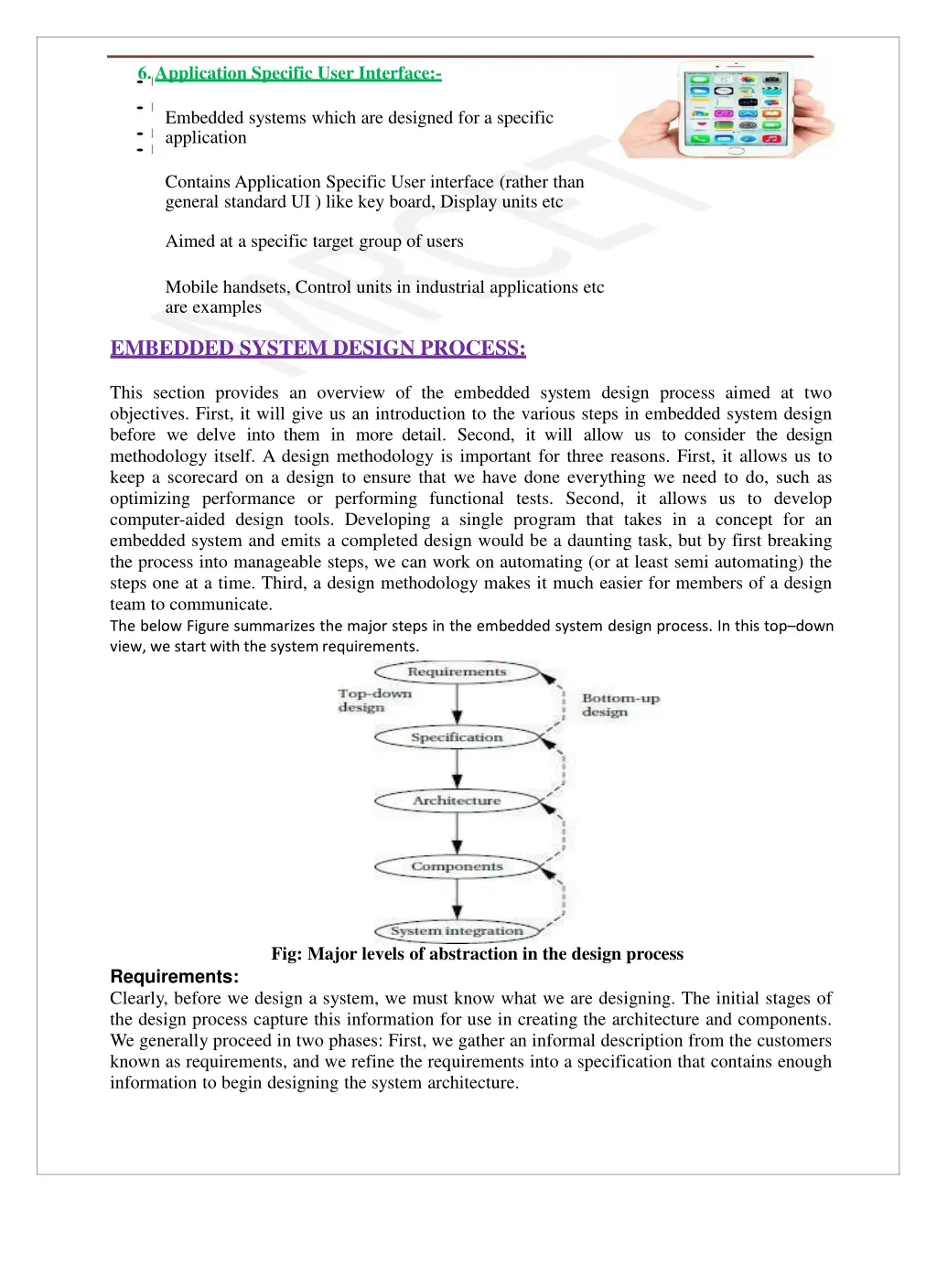 6 application specific user interface