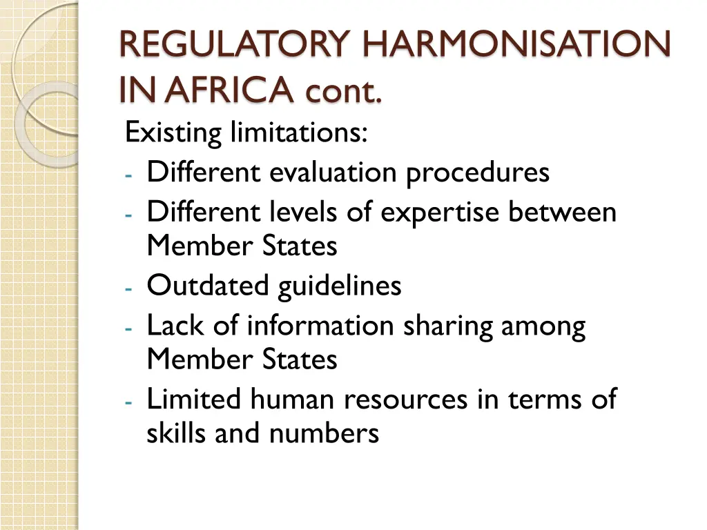 regulatory harmonisation in africa cont existing