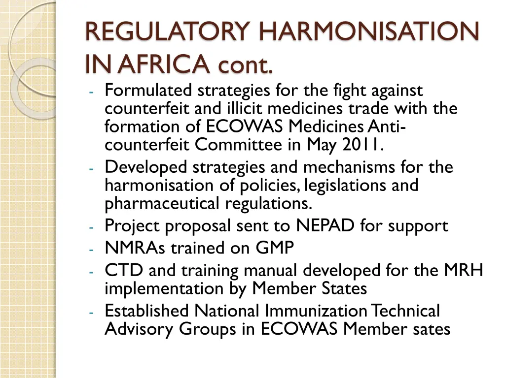 regulatory harmonisation in africa cont