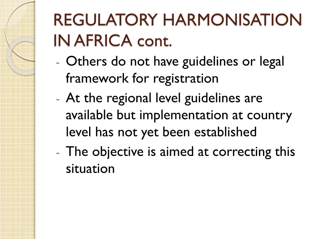 regulatory harmonisation in africa cont others