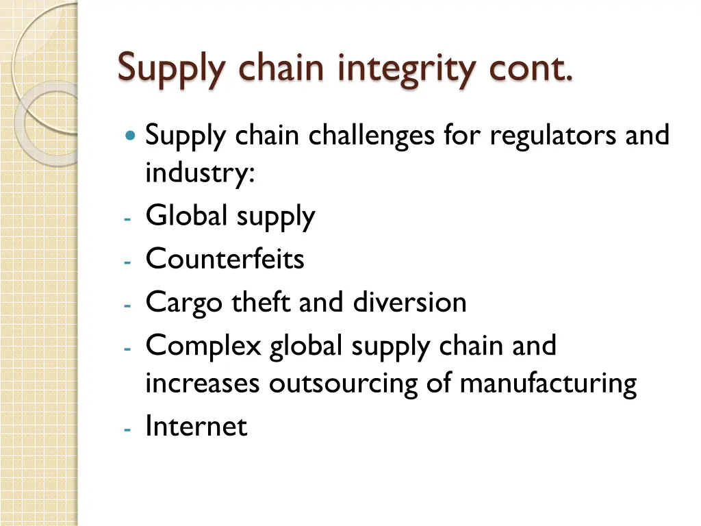 supply chain integrity cont