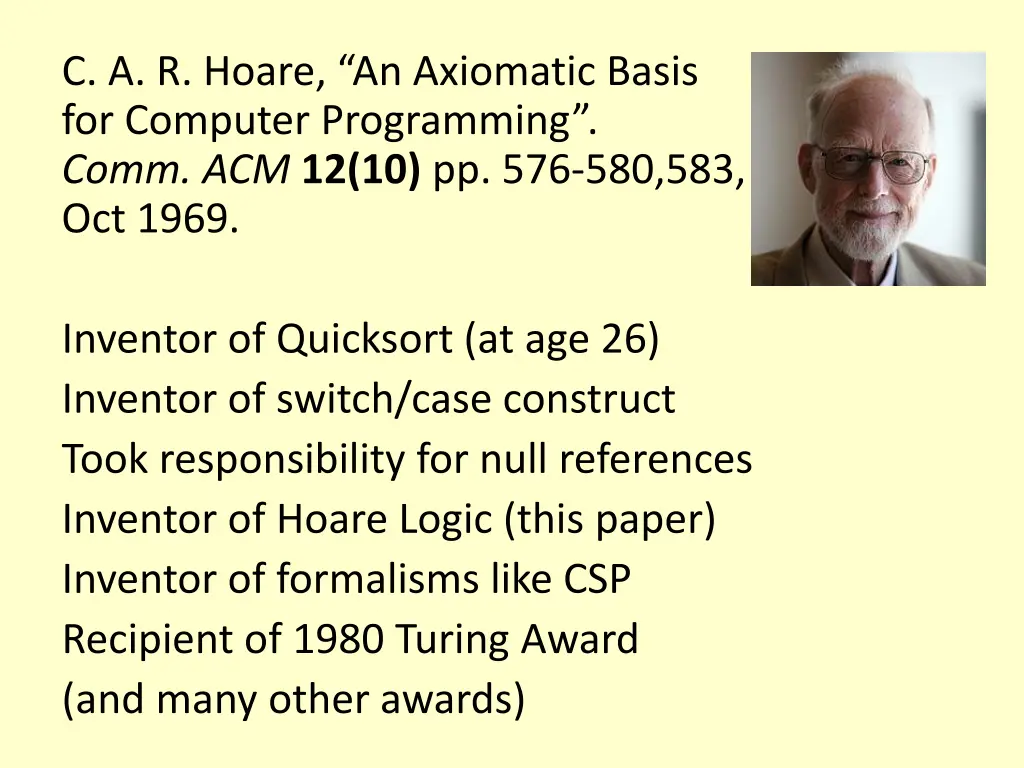 c a r hoare an axiomatic basis for computer