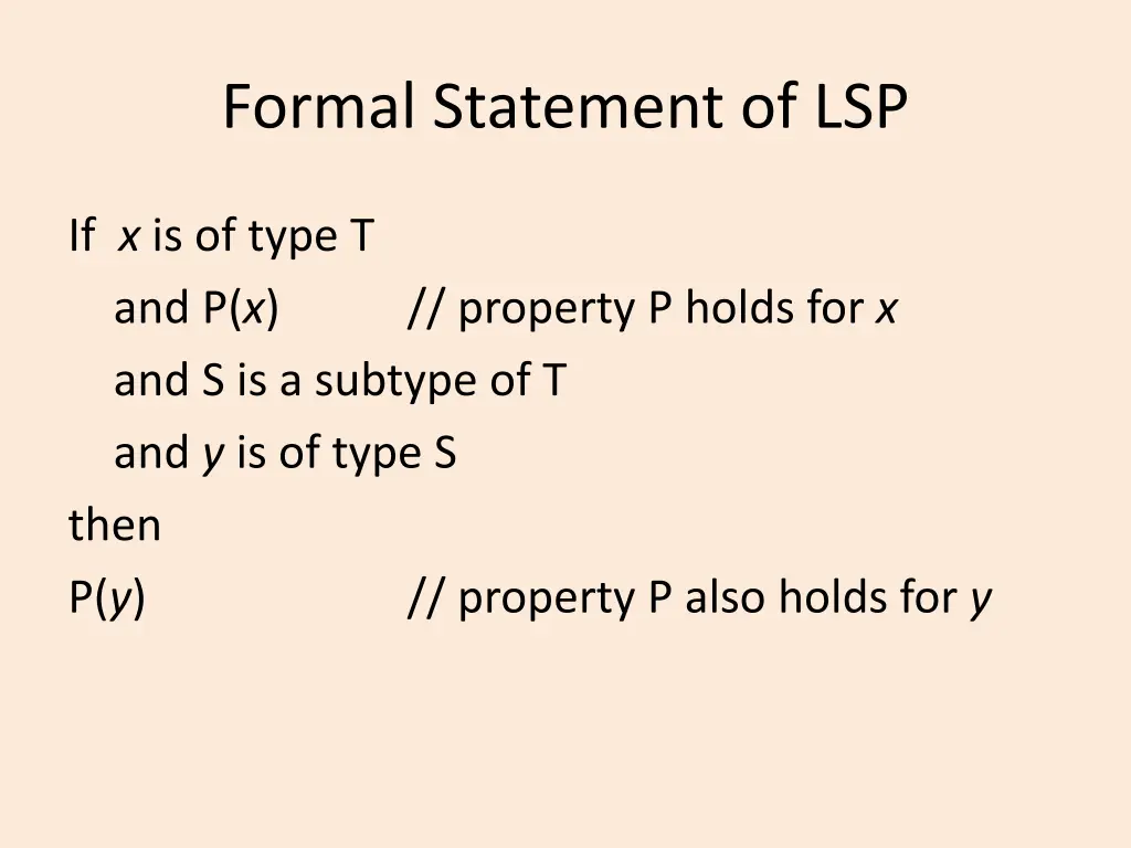 formal statement of lsp