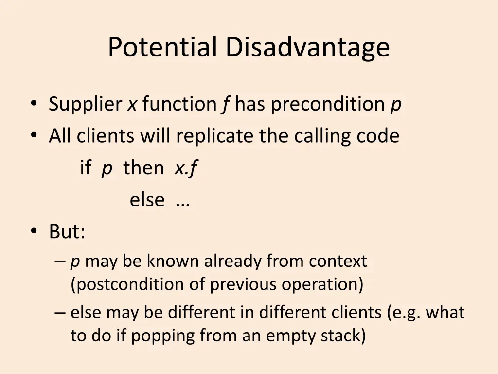 potential disadvantage