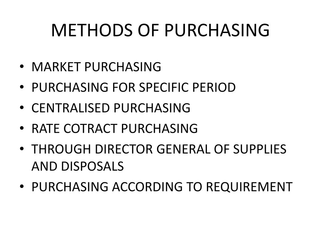 methods of purchasing
