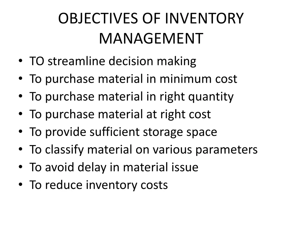 objectives of inventory management to streamline