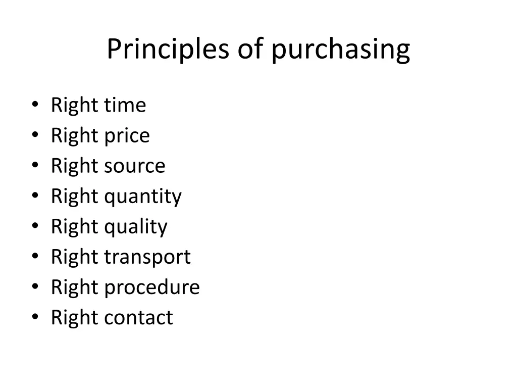principles of purchasing
