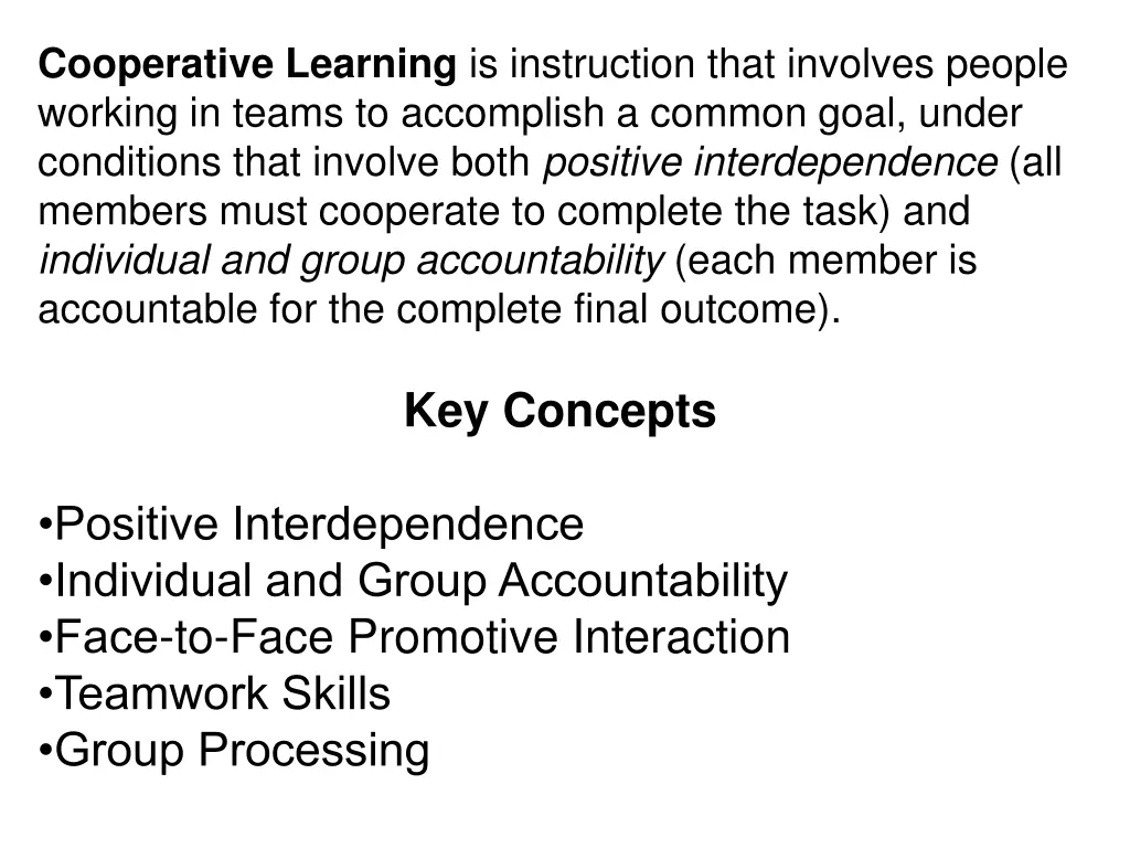 cooperative learning is instruction that involves