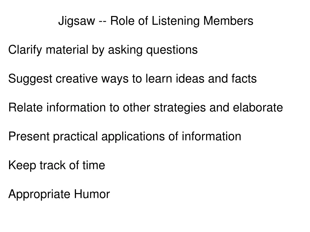 jigsaw role of listening members