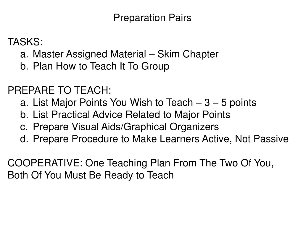 preparation pairs