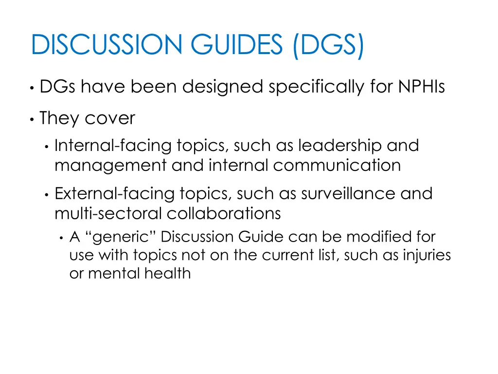 discussion guides dgs