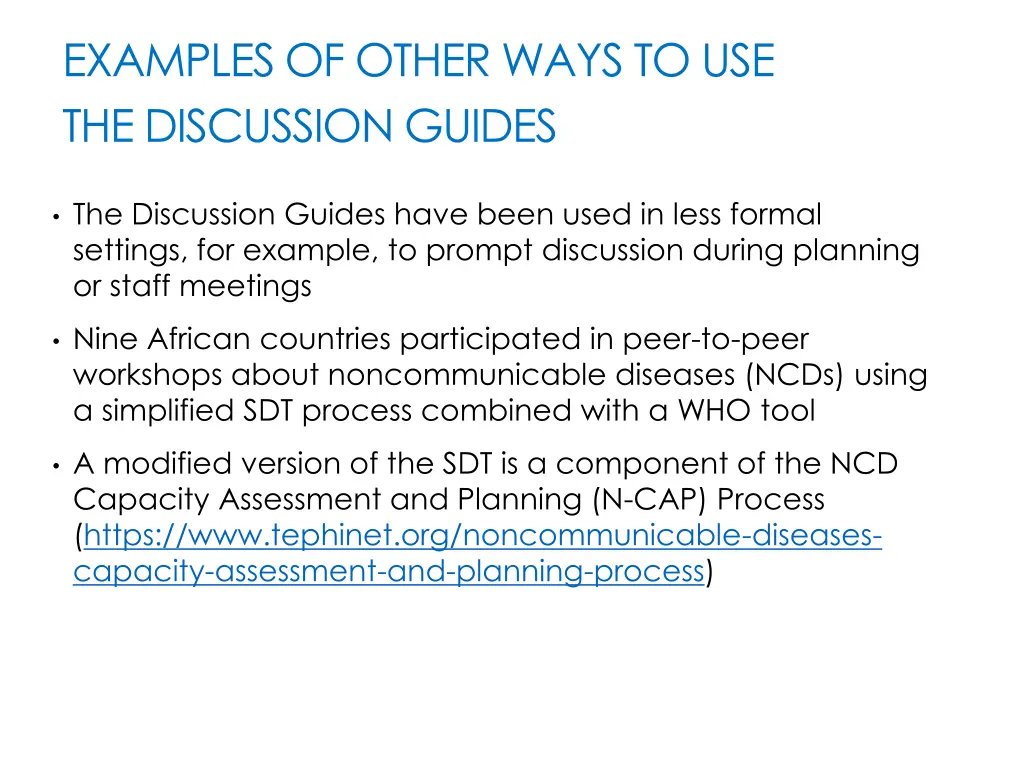 examples of other ways to use the discussion