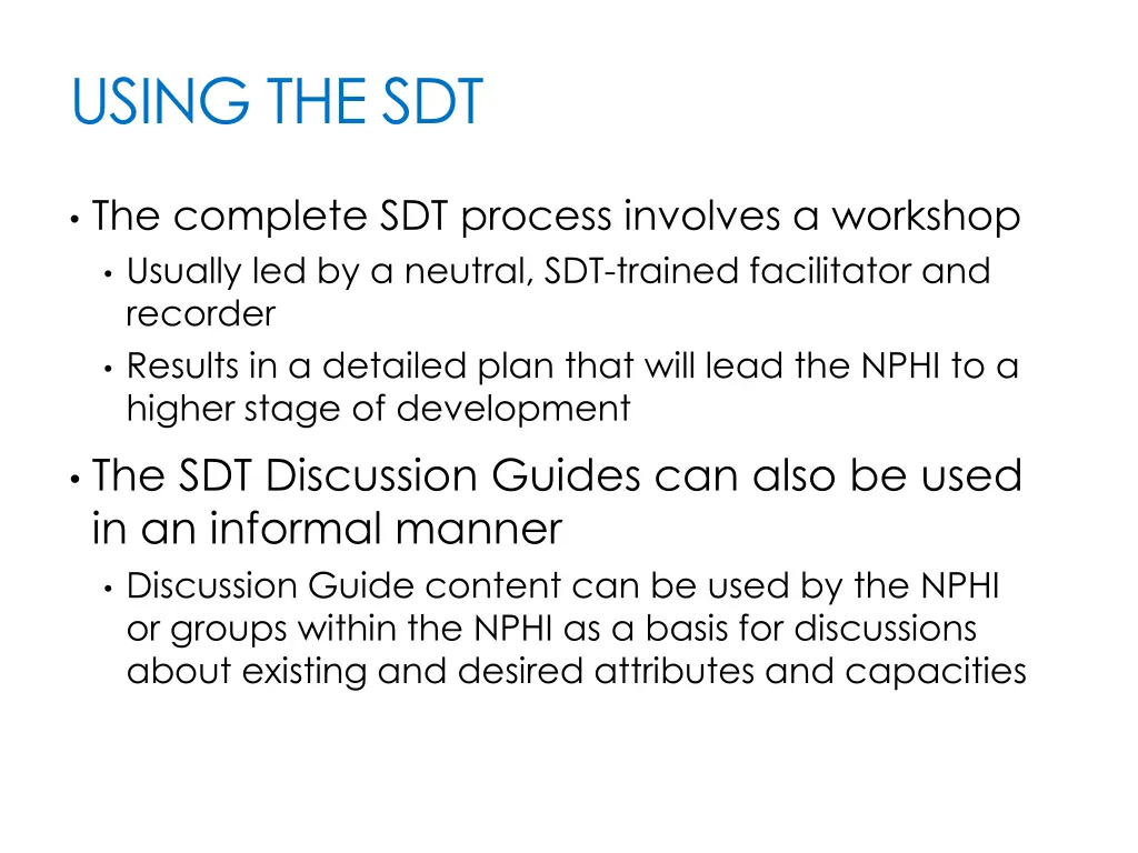 using the sdt