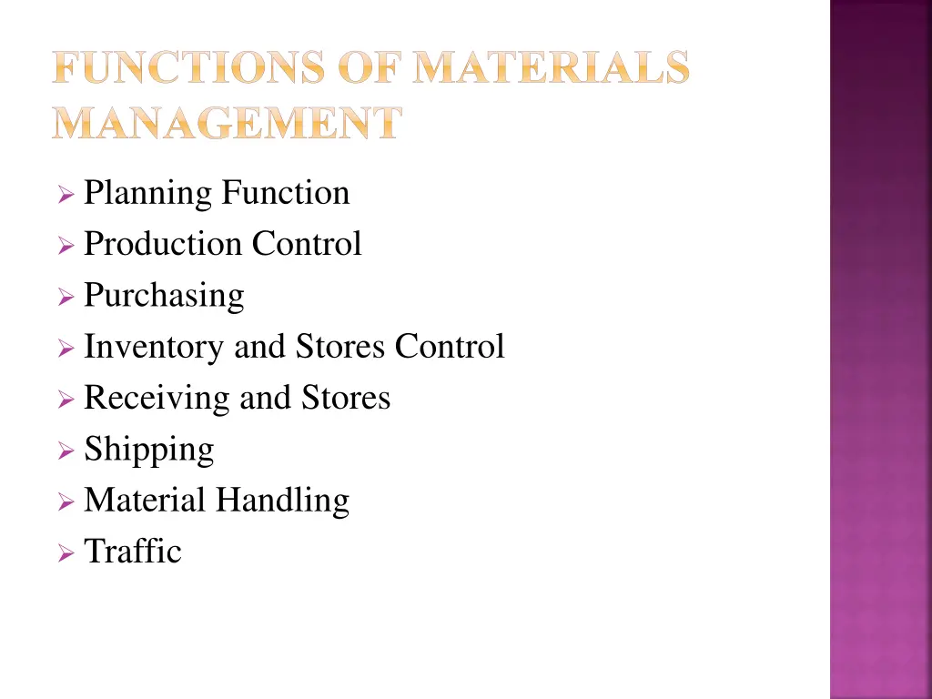 functions of materials management
