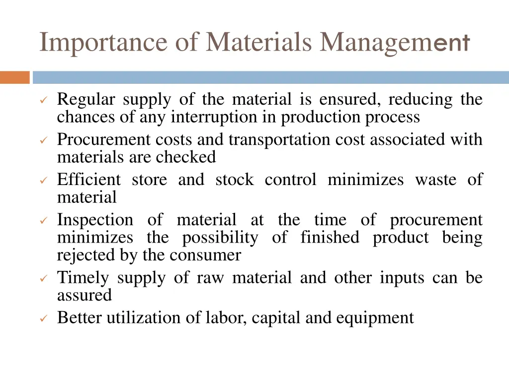 importance of materials managem ent