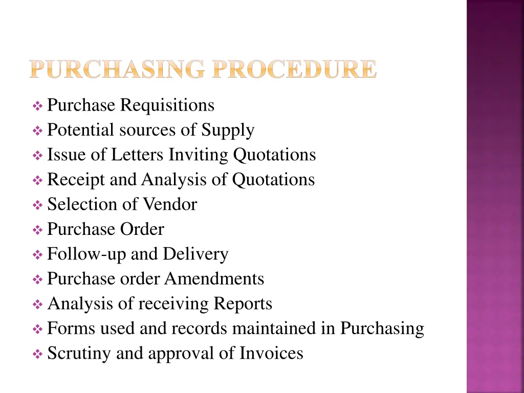 purchasing procedure
