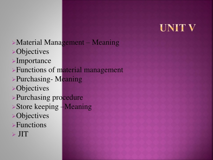 unit v
