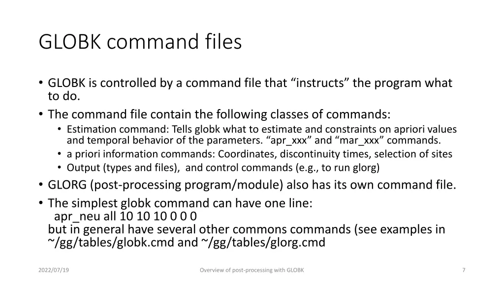 globk command files