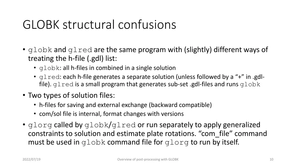 globk structural confusions
