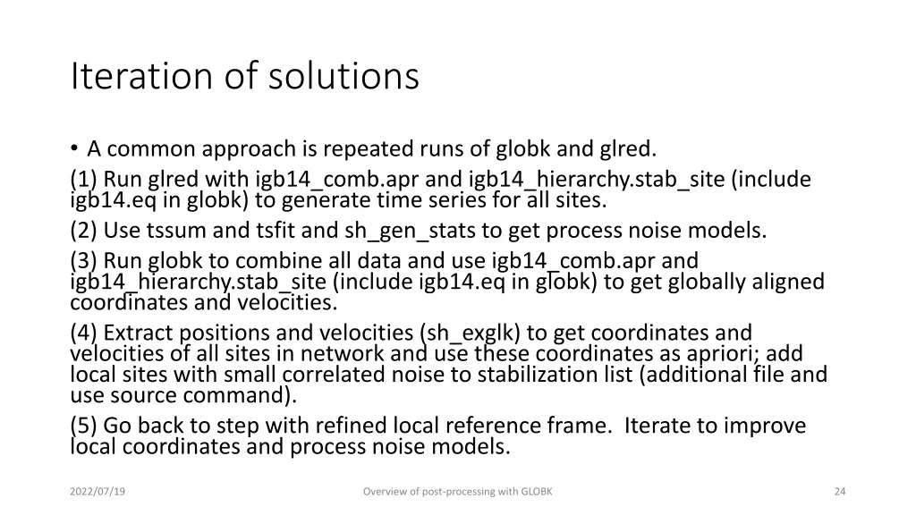 iteration of solutions