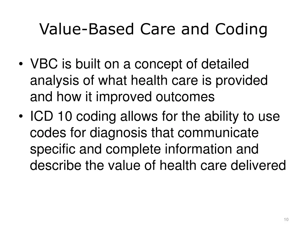 value based care and coding